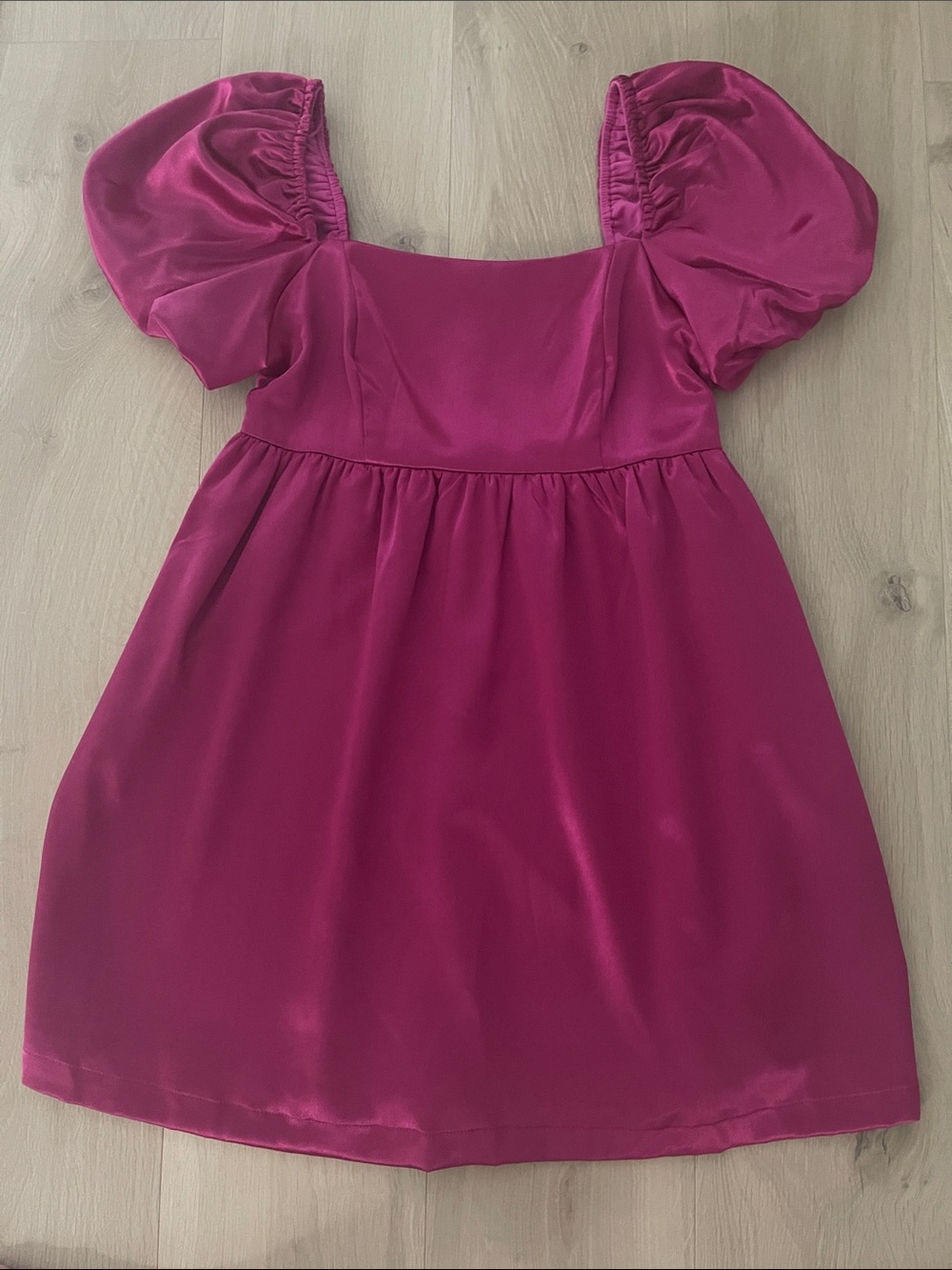 TCEC Fuchsia Puff Sleeve Formal Dress